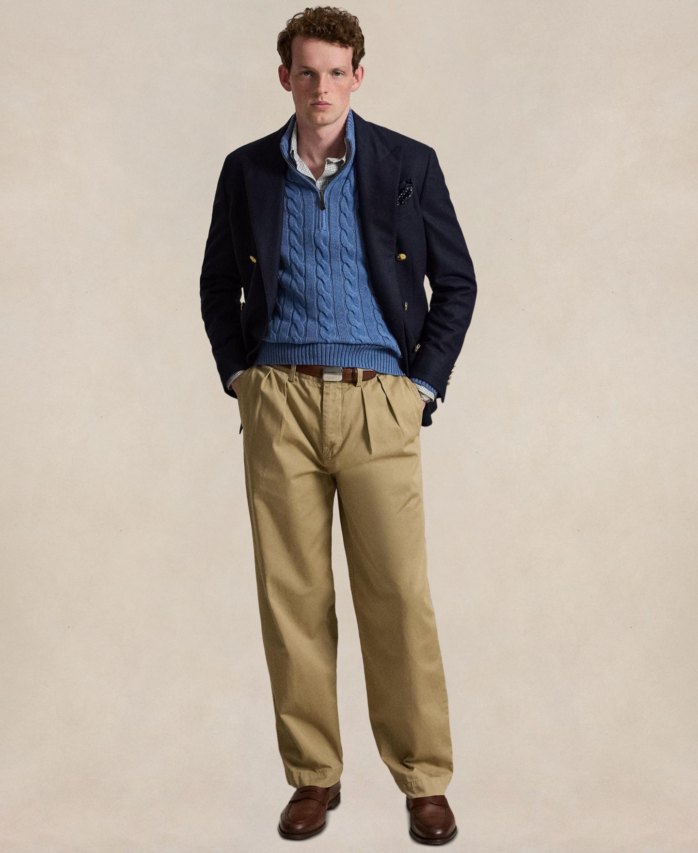 Мужской свитер Polo Ralph Lauren Cable-Knit Cotton, цвет: Синий меланжевый — фото 2