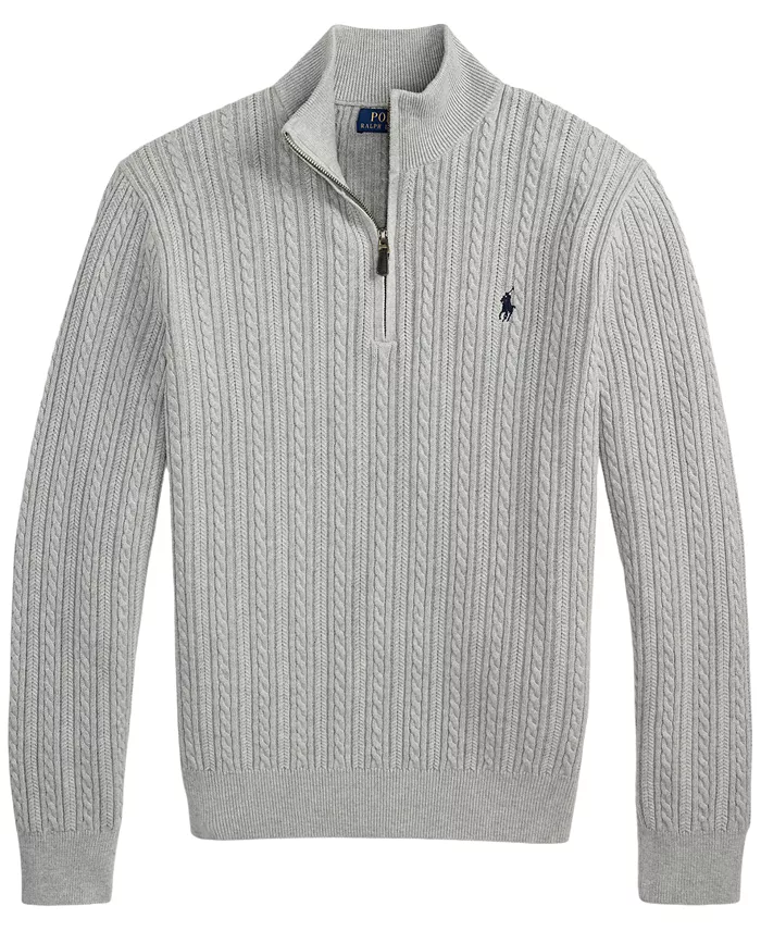 Men's Cable-Knit Quarter-Zip Mockneck Sweater - thumbnail 10