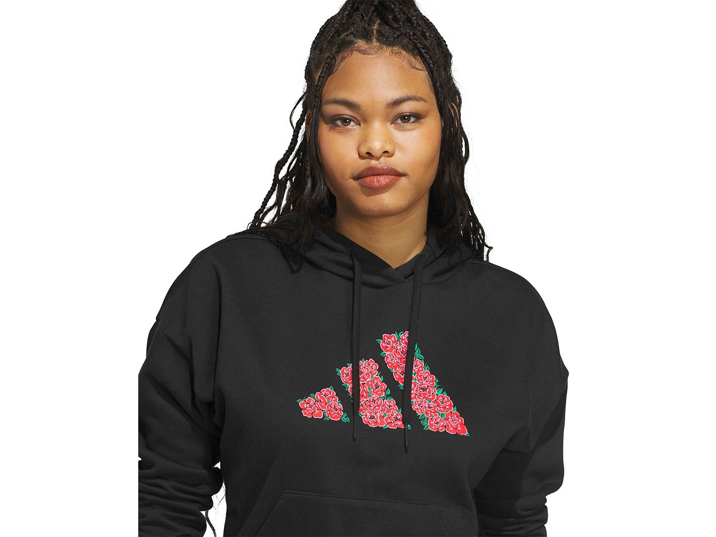 Женское флисовое худи adidas с большим логотипом, цвет: Чёрный — фото 2