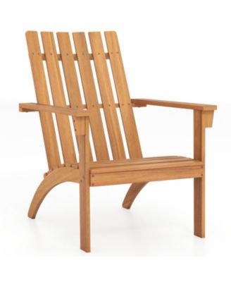 Solid Acacia Wood Adirondack Chair with Ergonomic Deep Seat