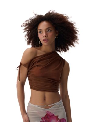 Women's Laura One-Shoulder Tulle Cropped Top