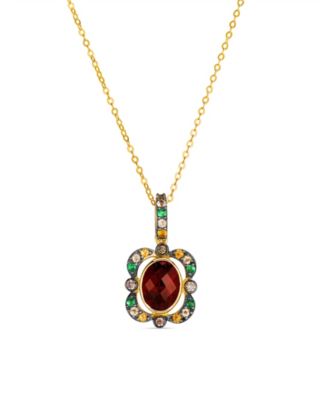 Garnet, Citrine, Light Citrine, Tsavorite & Diamond (0.06 ct. t.w.) Pendant Necklace in 14k Honey Gold