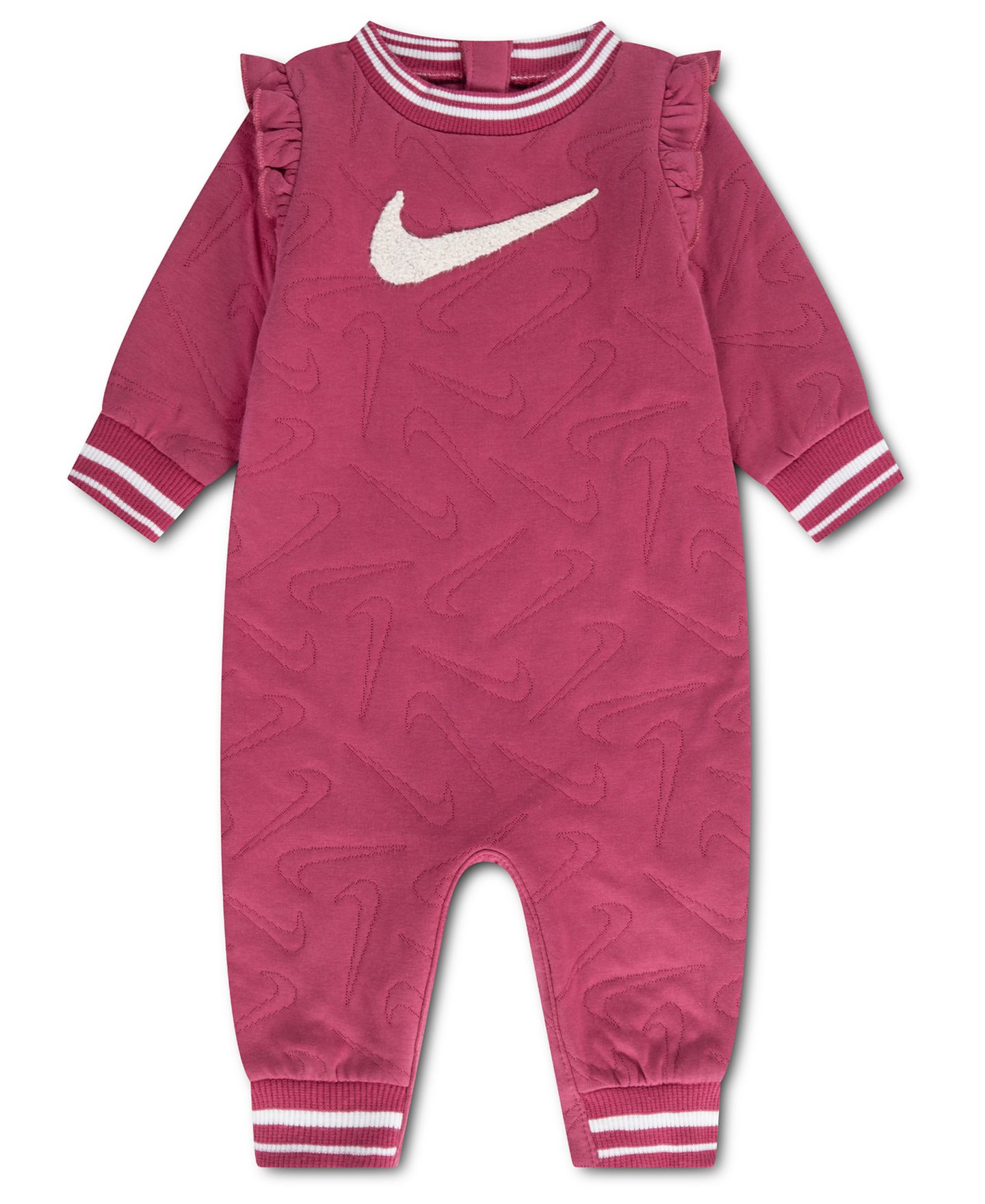 Комбинезон Nike Readyset. Grow. Swoosh Logo Long-Sleeve Zip-Up Coverall для девочек-малышей, цвет: Свекольный — фото 1