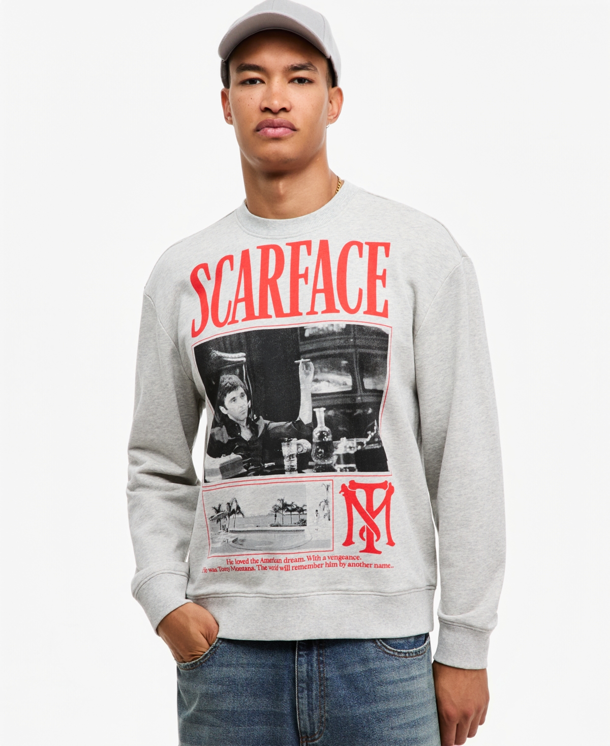 Mode of One Men's Scarface Relaxed-Fit Graphic Pullover Sweatshirt, Macy's Exclusive