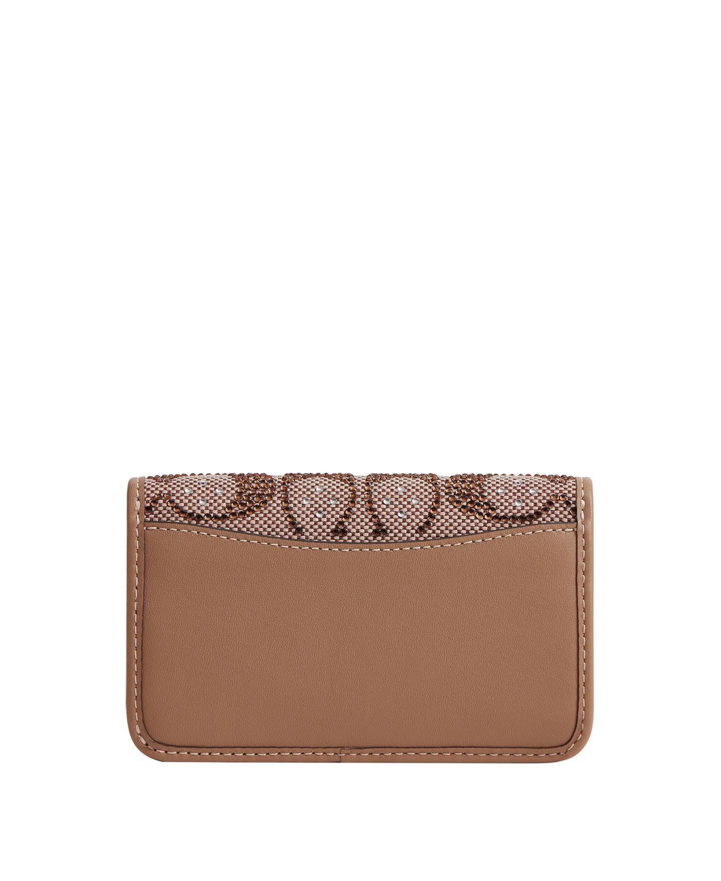 Женский кошелёк COACH Essential Crystal Signature Jacquard Slim Card Case, цвет: Латунный / Серо-бежевый — фото 2