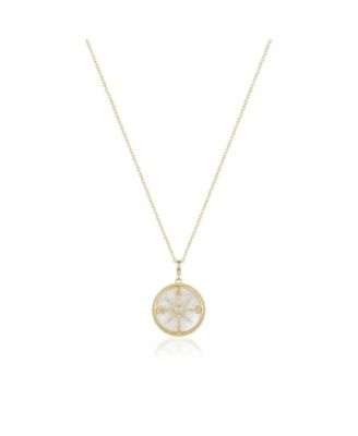 Mother of Pearl Compass Necklace 14K Gold-Plated Sterling Silver