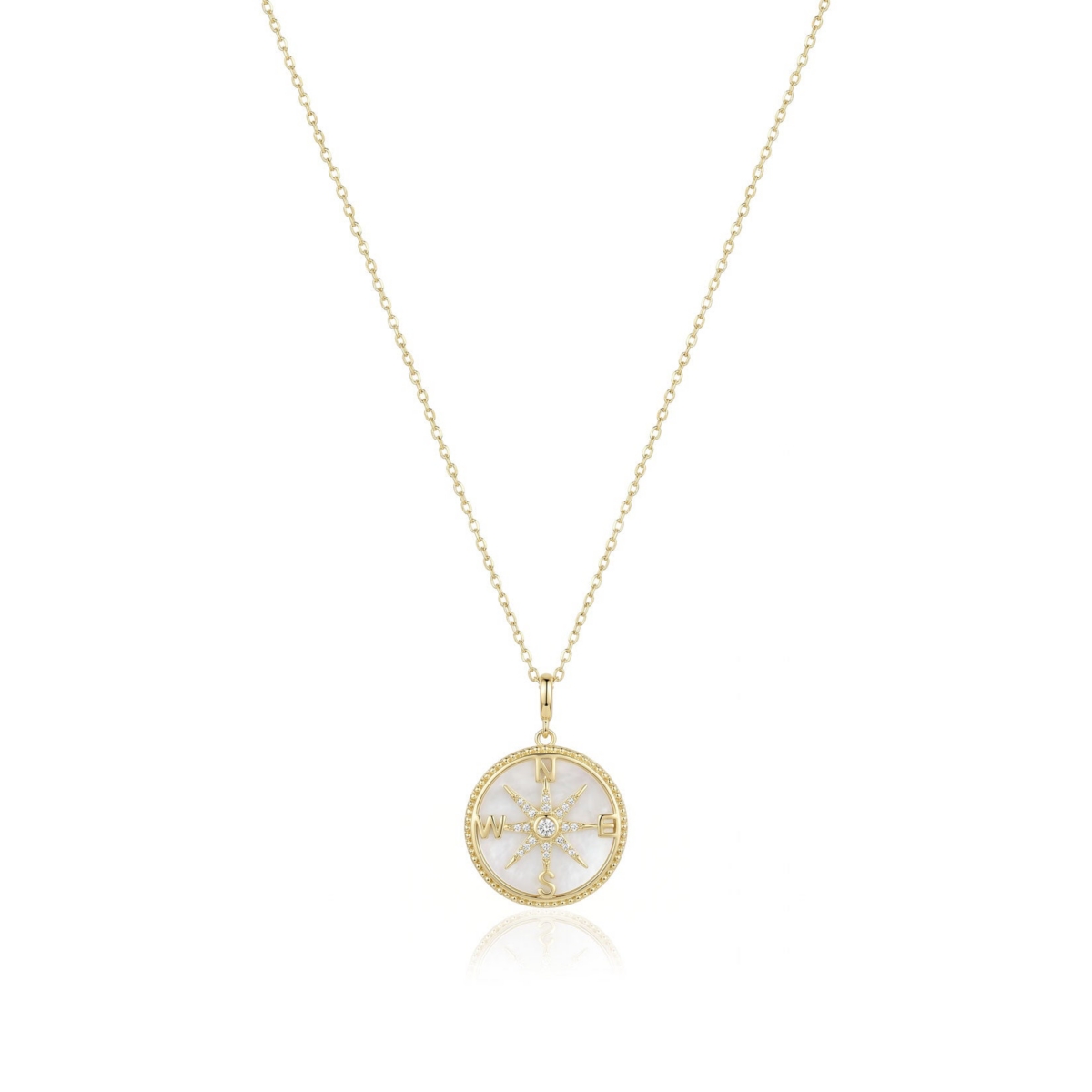 The Lovery Mother of Pearl Compass Necklace 14K Gold-Plated Sterling Silver - Gold plated sterling silver