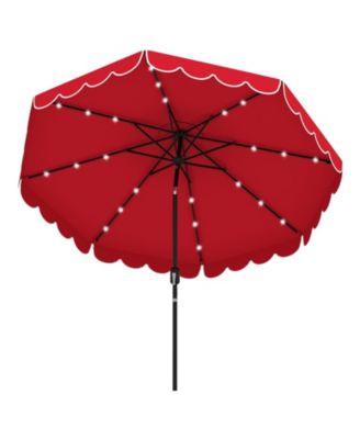 9.3 feet Solar Patio Umbrella with 24 LED Lights, Vented Top and Ruffles