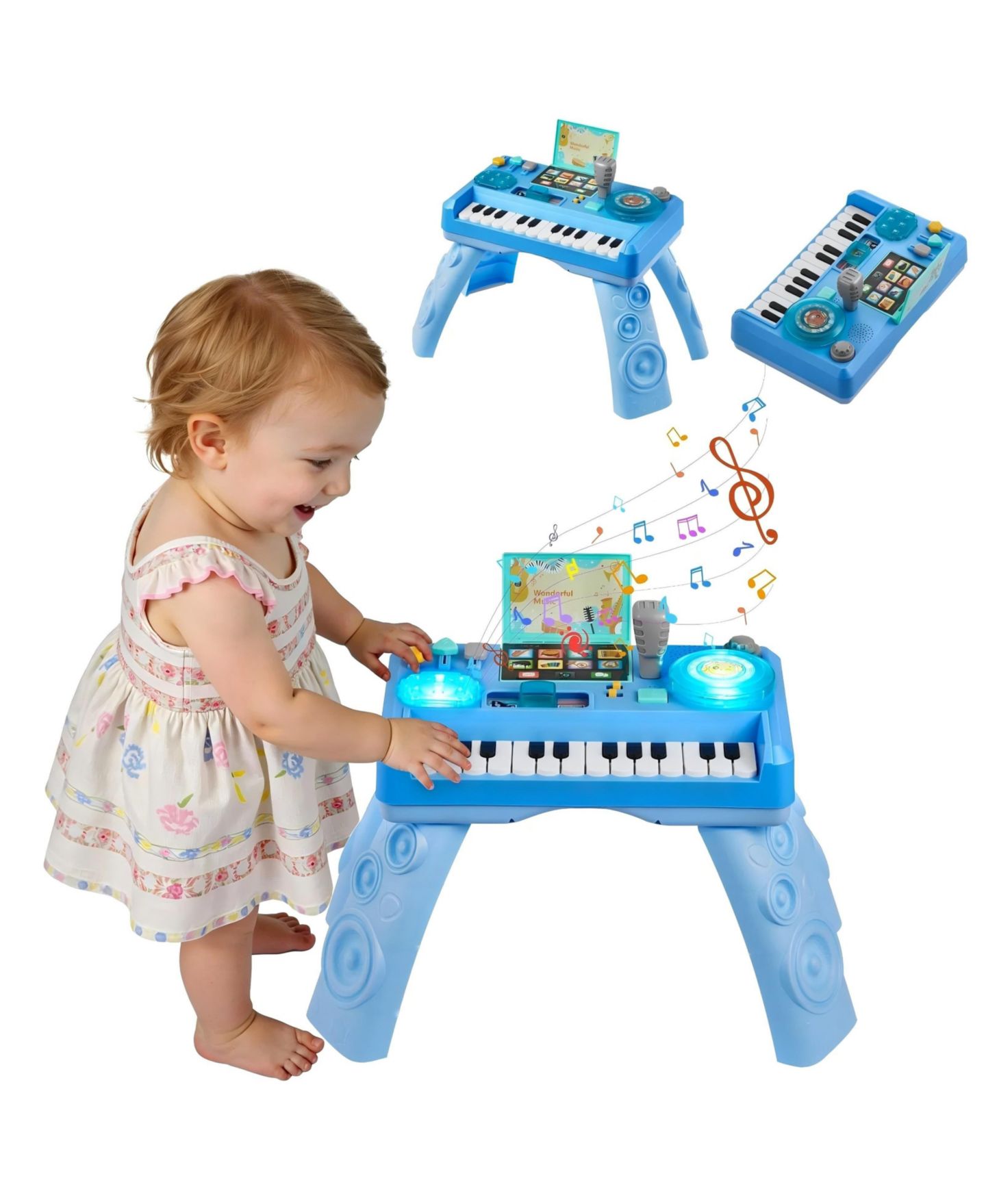 Детская игрушка SUGIFT Baby DJ Turntable 133 Sound Sources Record and Playback Musical Activity Table, Ages 6 Months+, цвет: Синий — фото 1