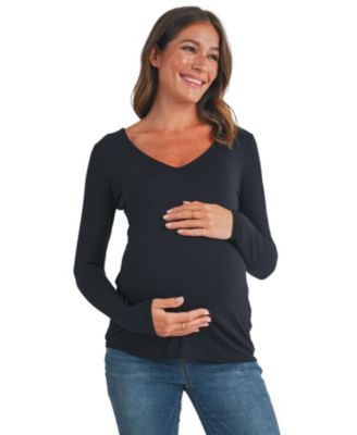 Maternity V-Neck Long-Sleeve Fitted Top