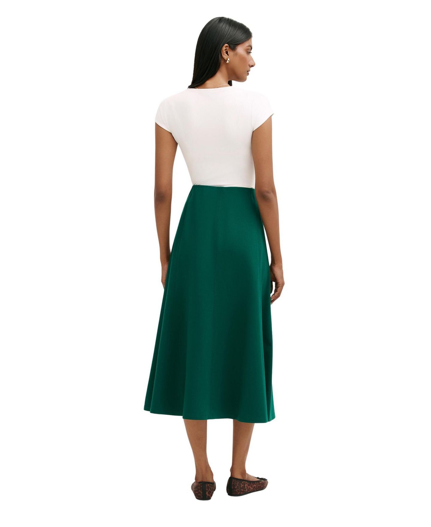 Женская юбка Finery London Mae High-Waisted A-Line Midi, цвет: Зелёный — фото 3