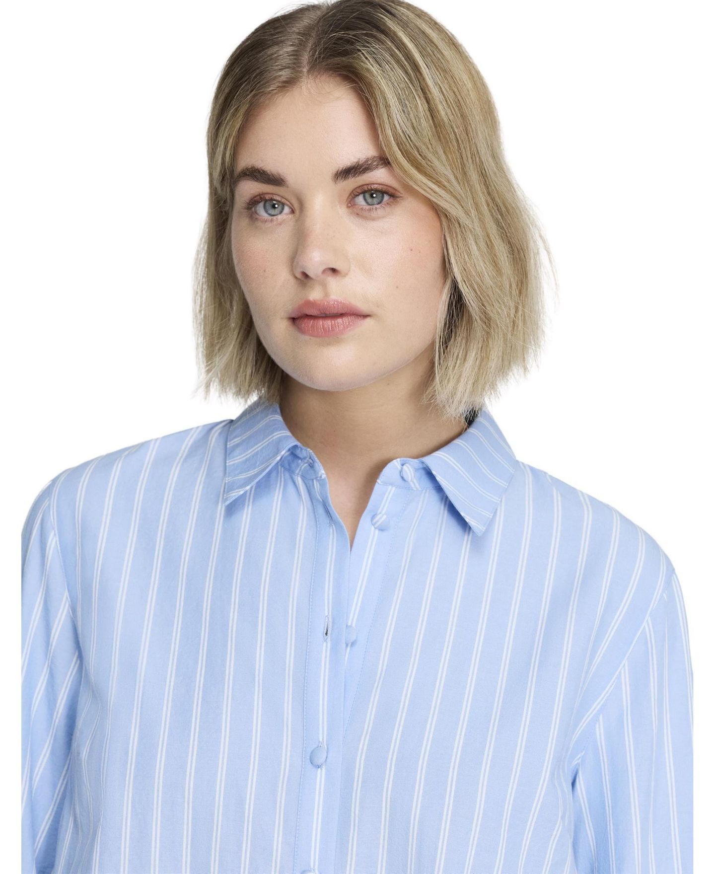 Женская рубашка Finery London Sydnee Stripe Long-Sleeve, цвет: Синий полосатый — фото 4