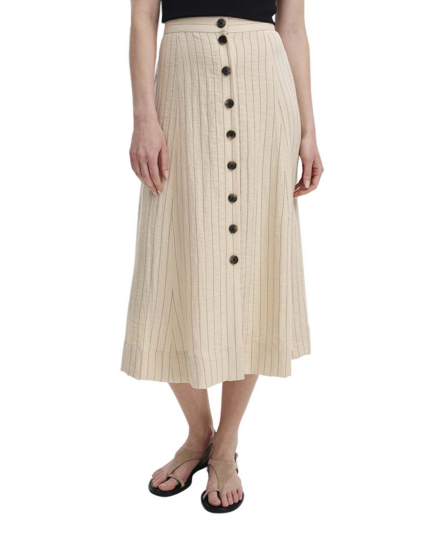 Женская юбка Finery London Frances Stripe Midi A-Line, цвет: Бежевый полосатый — фото 1