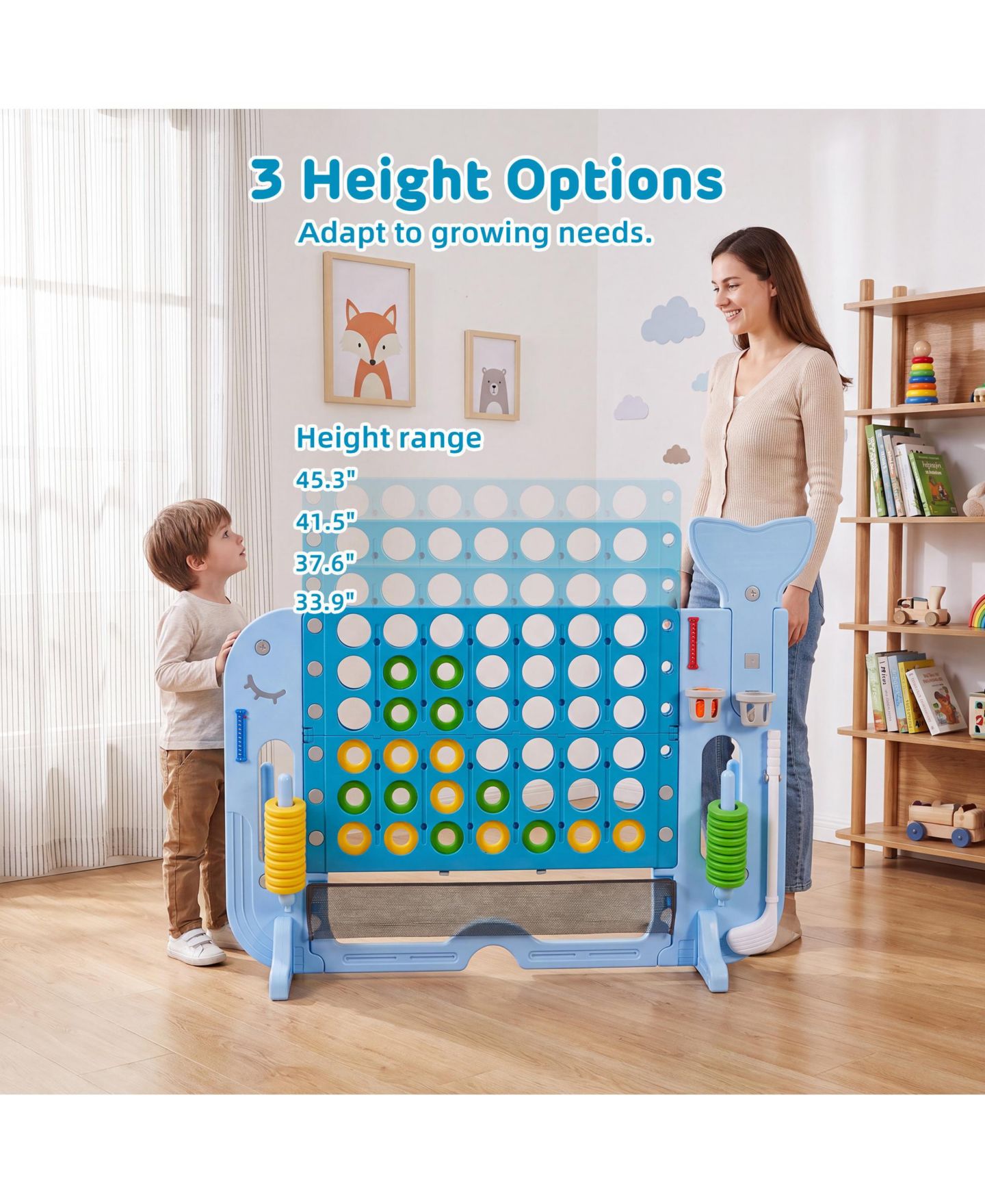 Детские игрушки SUGIFT 4-in-1 Connect Game, Adjustable-Height Outdoor Toy Set, 52.4"H x 18.5"W, Ages 3+, цвет: Синий — фото 3