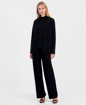 Women's Diamond Heatset 3-Piece Cardigan Wide-Leg Suit