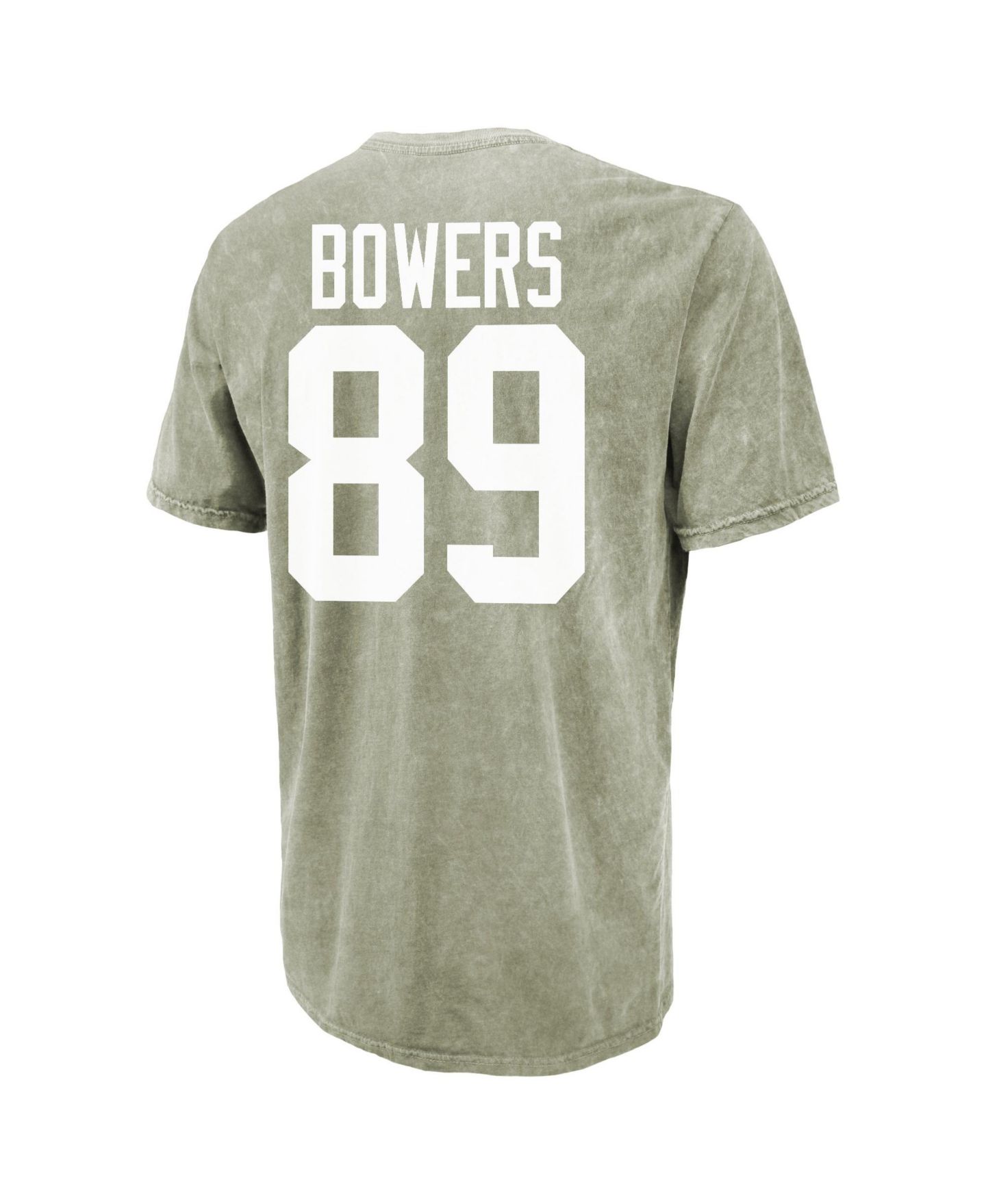 Мужская футболка Majestic Threads Las Vegas Raiders Brock Bowers Distressed Mineral-Washed — фото 2