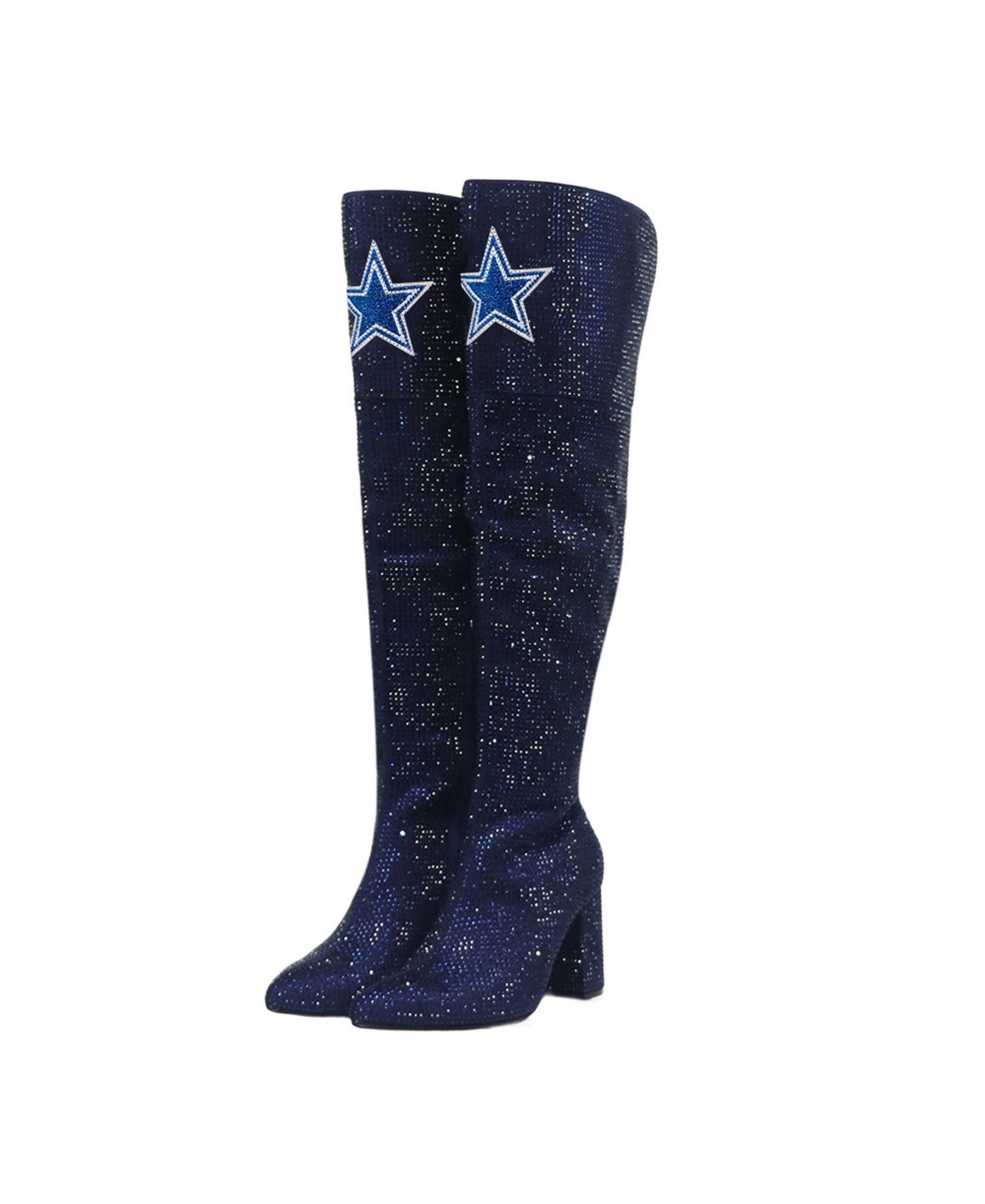 Cuce Women's Navy Dallas Cowboys Team Color Crystal Over-The-Knee Boots