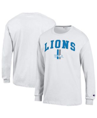 Men's White Detroit Lions Arch Over Logo Long Sleeve T-Shirt