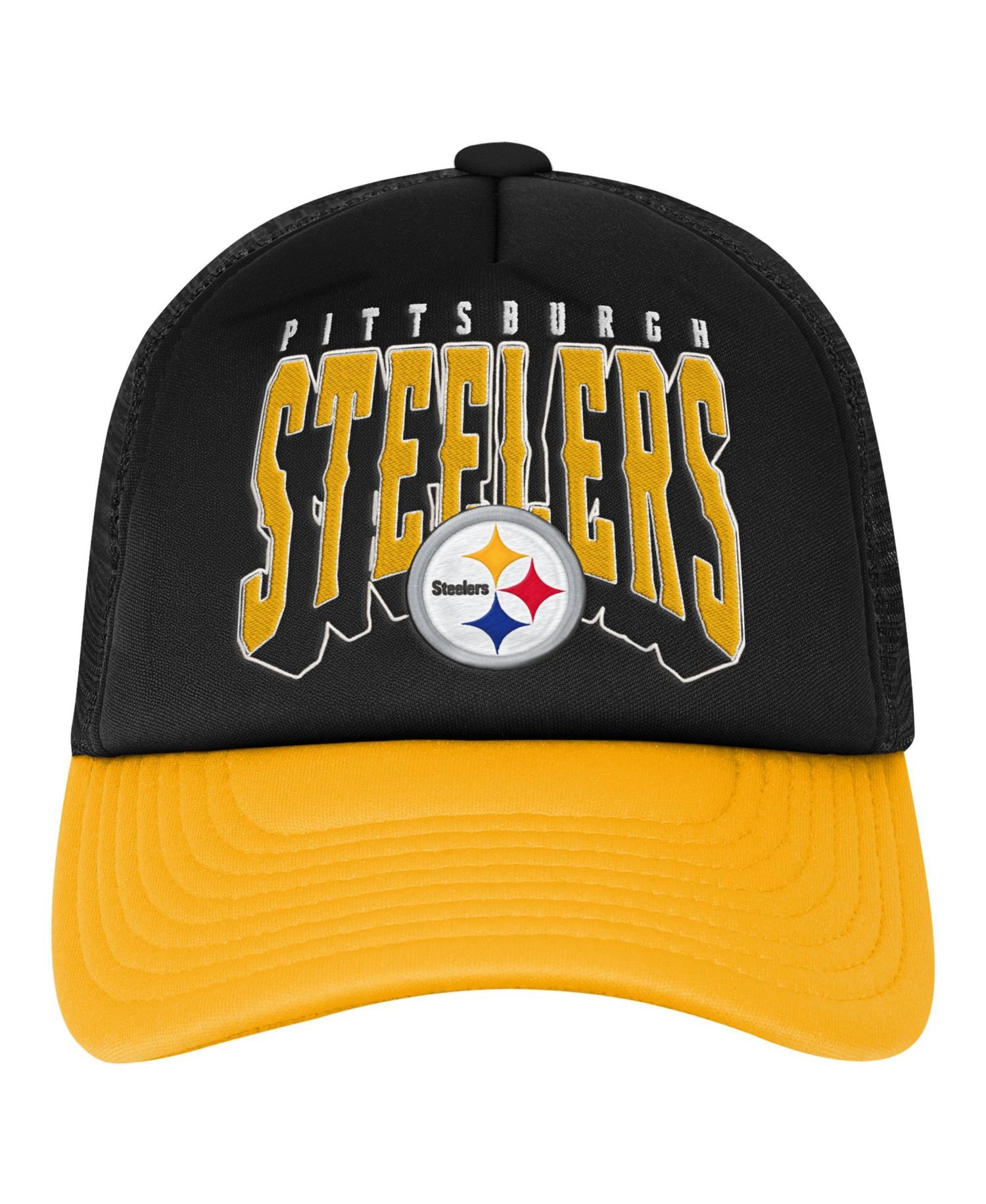 Big Boys' and Girls' Pittsburgh Steelers Handoff Foam Mesh Panels Trucker Hat