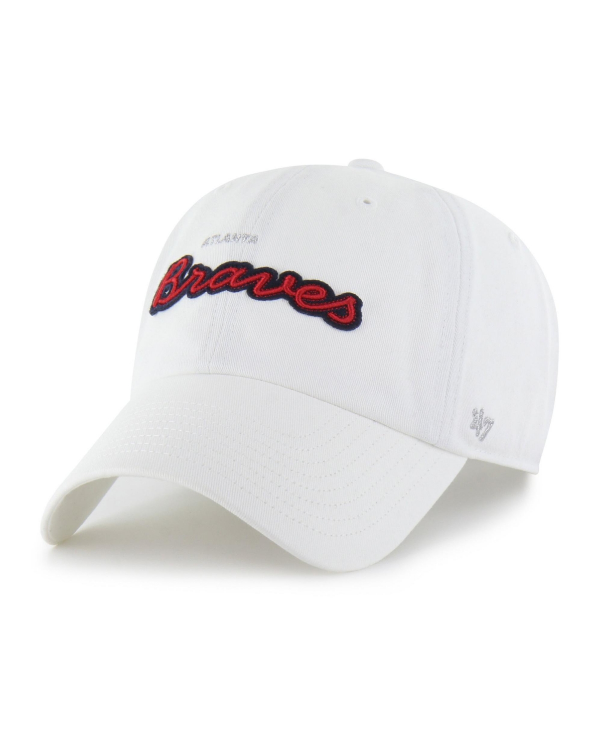 '47 Brand Women's White Atlanta Braves Trendy Script Clean Up Adjustable Hat