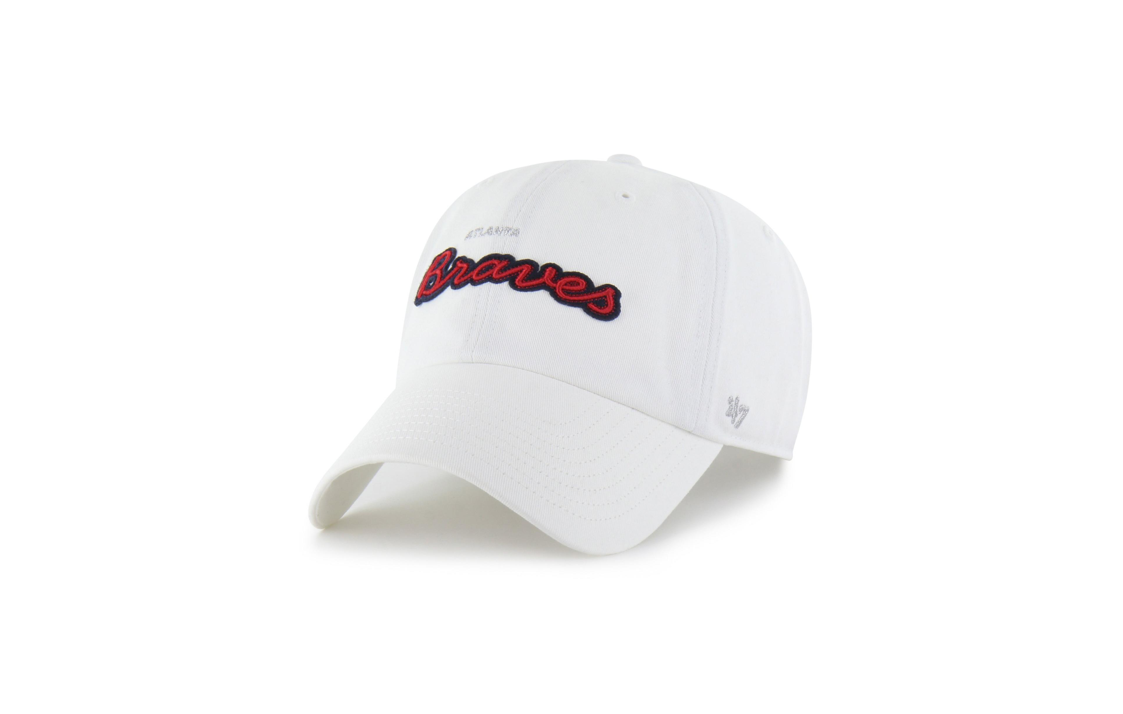 '47 Brand Women's White Atlanta Braves Trendy Script Clean Up Adjustable Hat