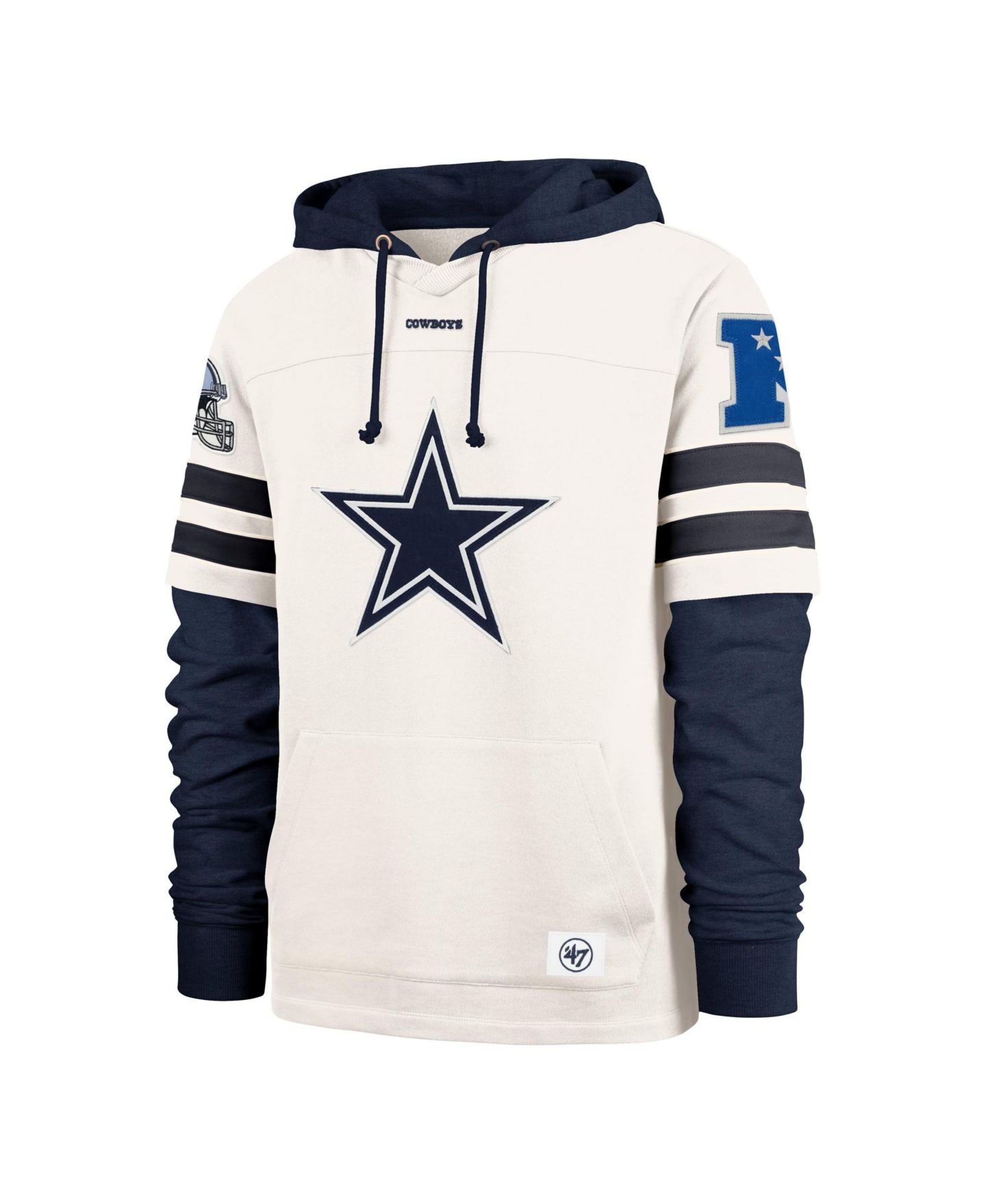 Мужские худи '47 Brand Cream Dallas Cowboys Split Zone Cornerback Duo Lacer — фото 3
