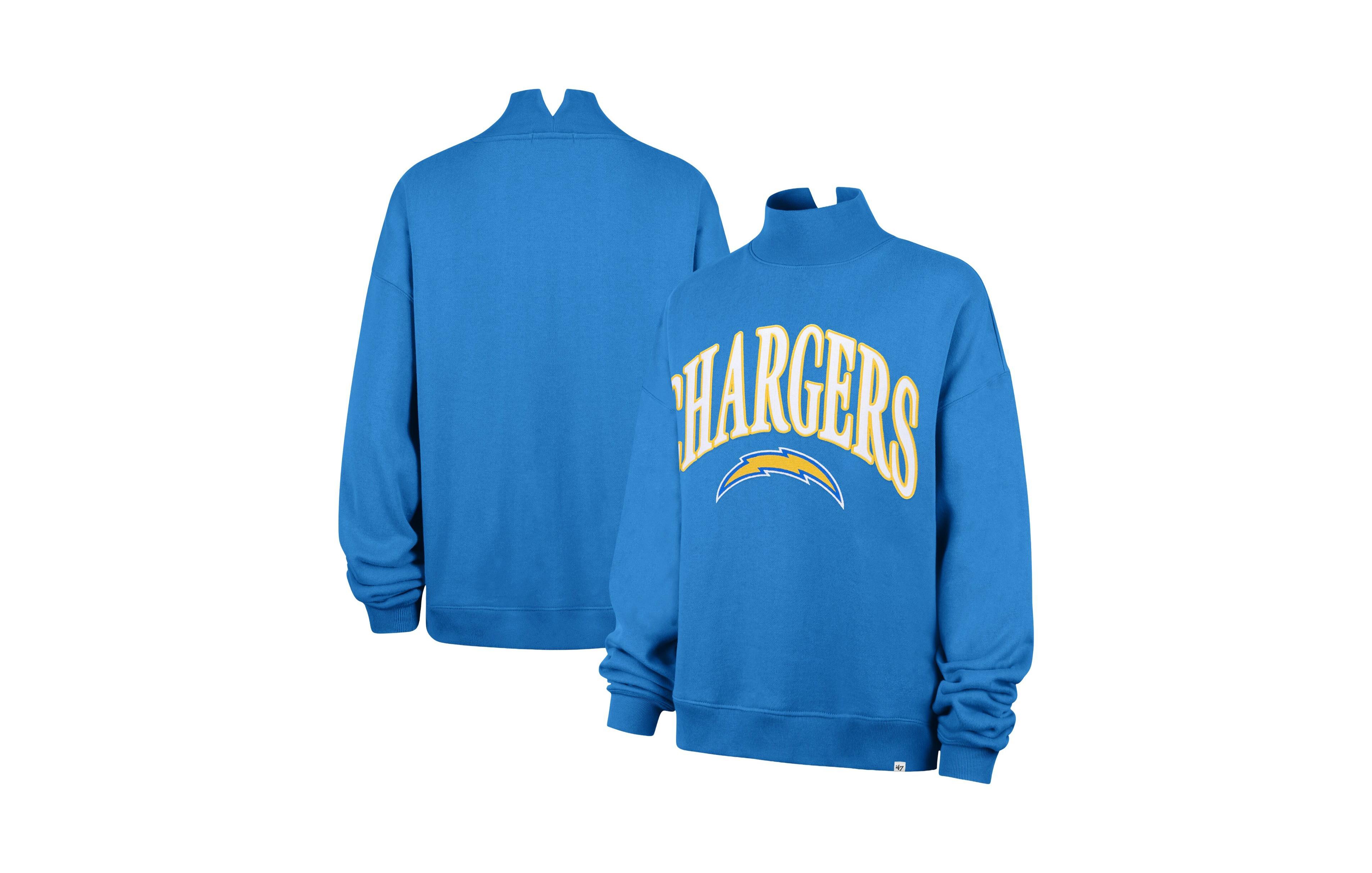 '47 Brand Women's Los Angeles Chargers Vantage Mock Neck Oversized Cropped Sweatshirt