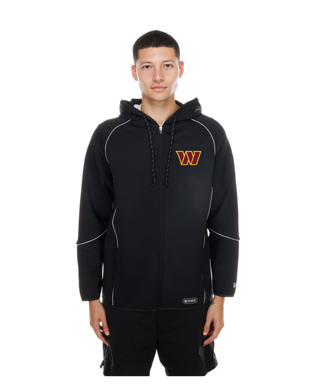 New Era Men's Washington Commanders Combine Authentic Raglan Full-Zip Hoodie - Black