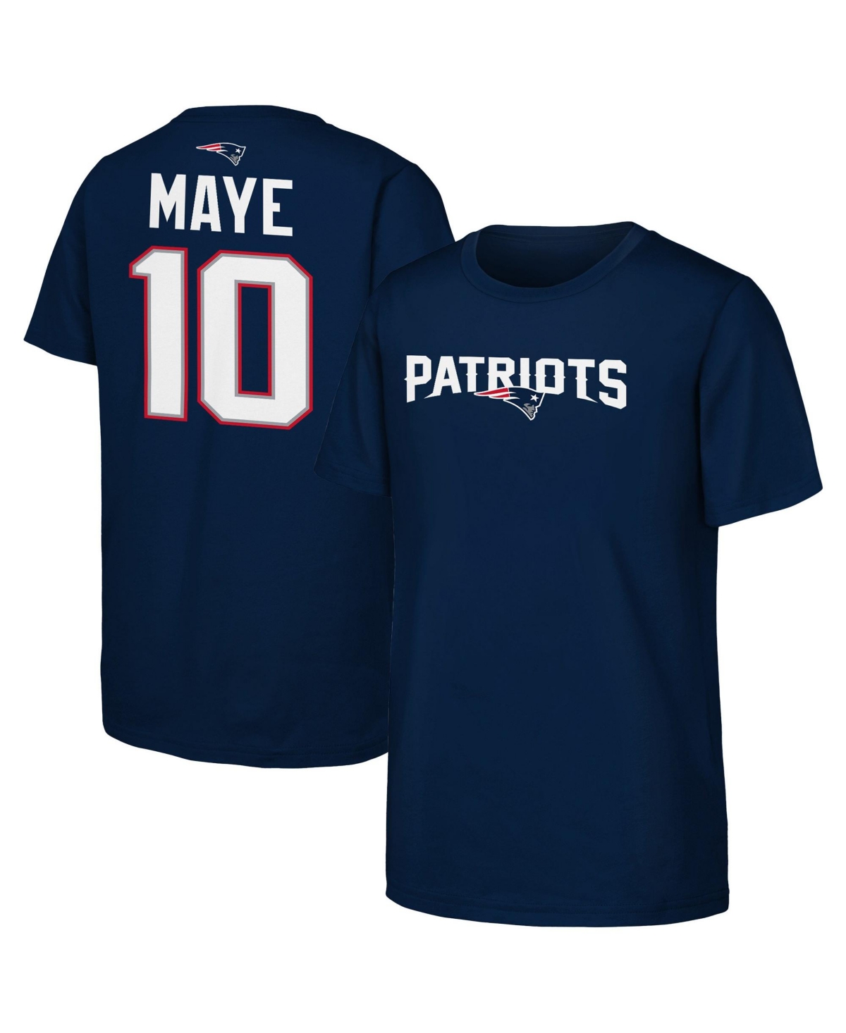 Youth Outerstuff Drake Maye Navy New England Patriots Name & Number T-Shirt