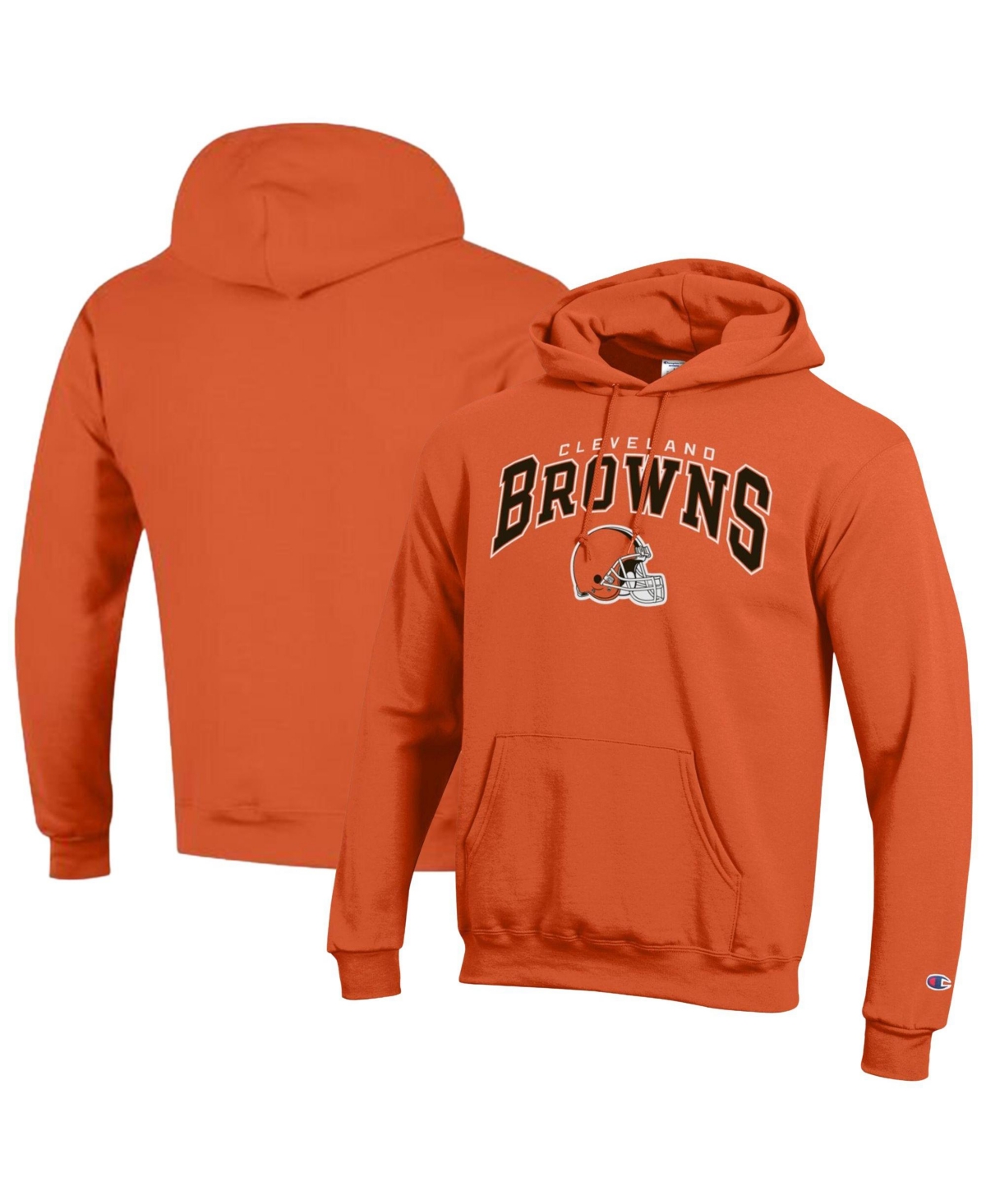 Champion Men's Cleveland Browns Powerblend Arch over Logo Screen-Print Fleece Hoodie