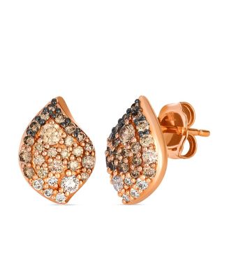 Vanilla Diamond (0.14 ct. t.w.) & Chocolate Diamond (0.60 ct. t.w.) Earrings in 14k Strawberry Gold
