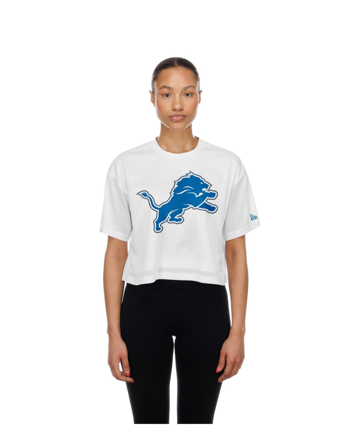 New Era Women's Detroit Lions Cropped Boxy Mesh T-Shirt