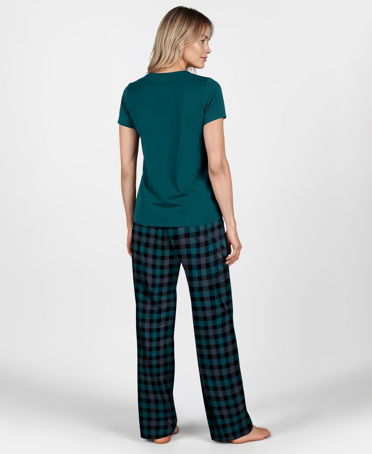 Concepts Sport Women's Philadelphia Eagles Highland Sleep Set Short-Sleeve Plaid T-Shirt and Pants