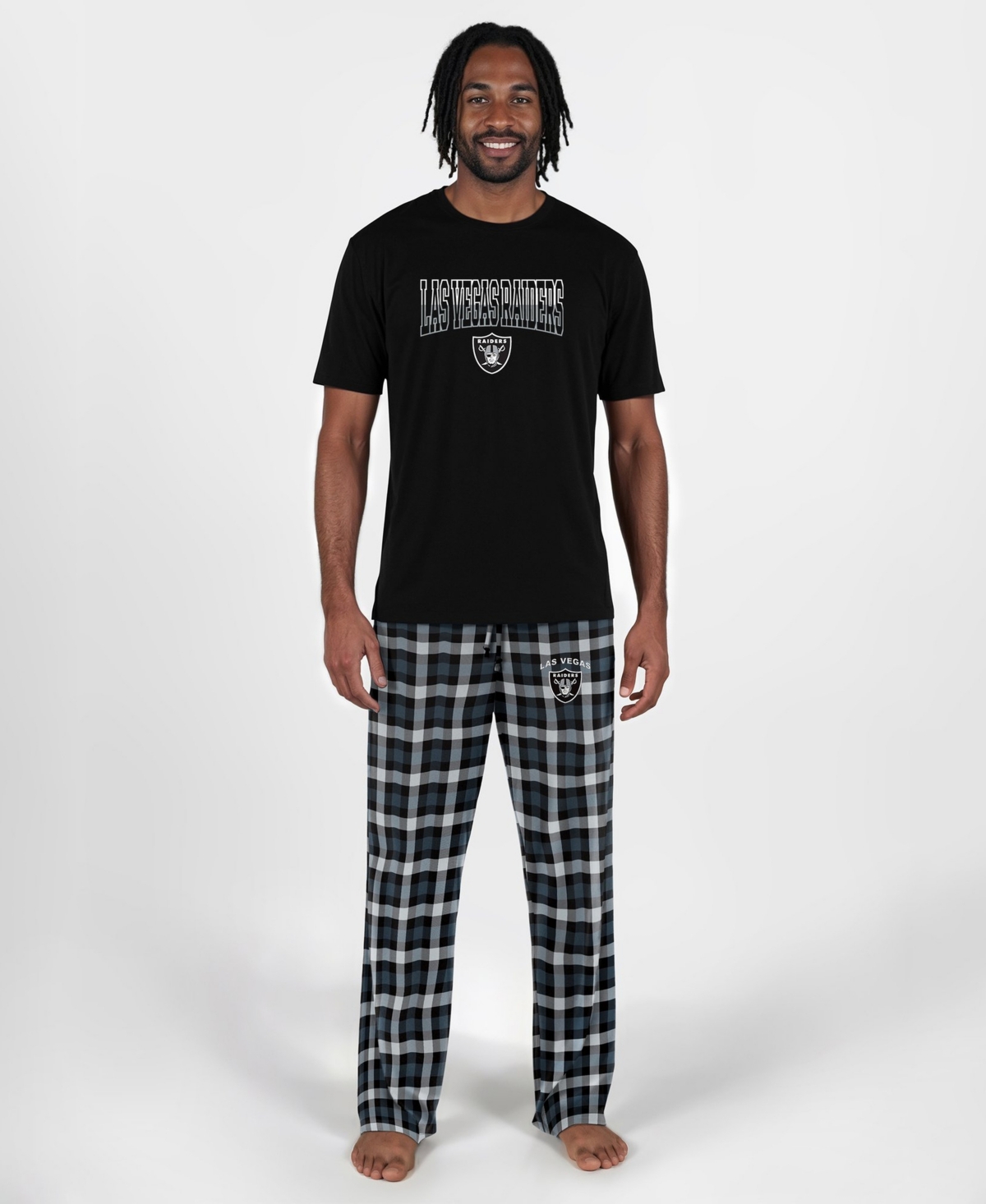 Concepts Sport Men's Black Las Vegas Raiders Highland Sleep Set