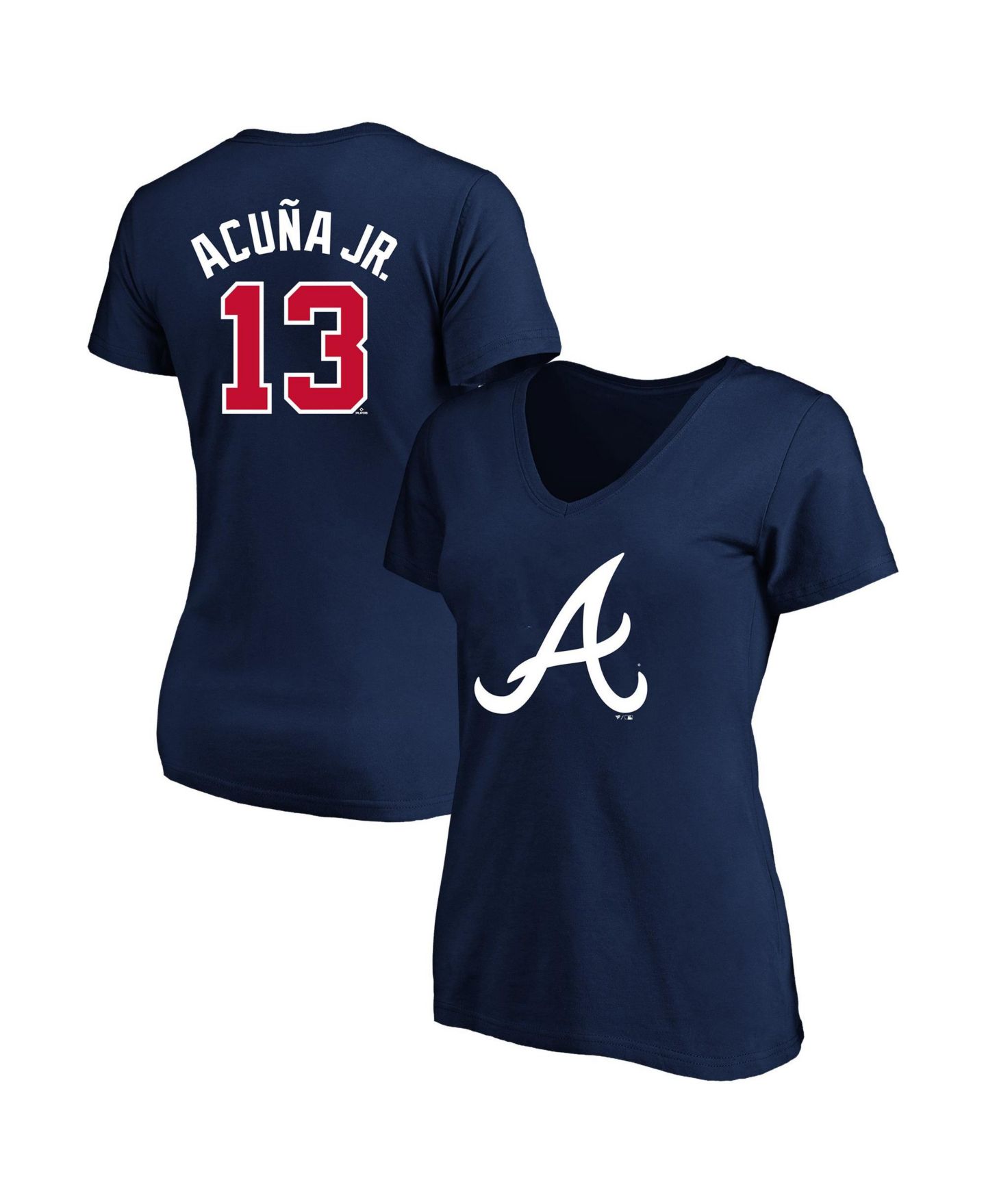 Женская футболка Fanatics Plus Size Ronald Acuña Jr. Atlanta Braves V-Neck Short-Sleeve — фото 1