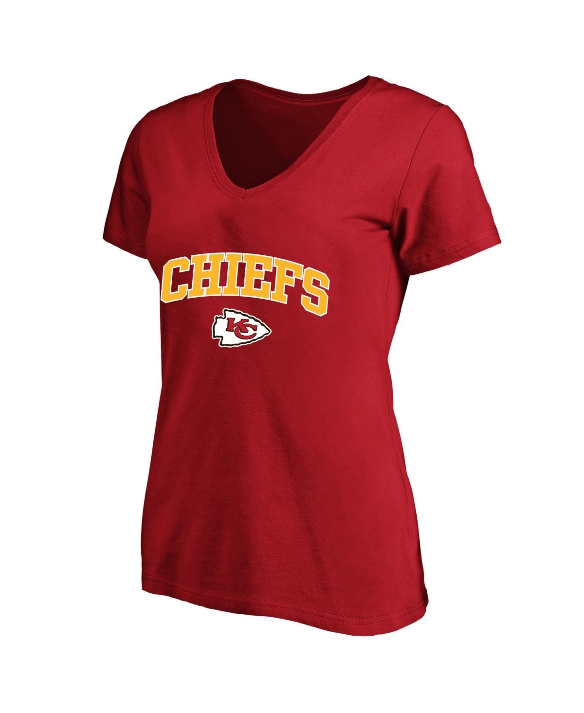 Fanatics Plus Kansas City Chiefs V-Neck Screen-Print Cotton T-Shirt