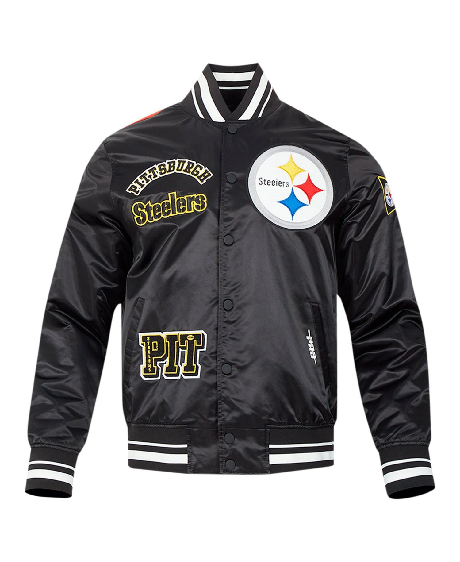 Men's Black Pittsburgh Steelers Sublimated Satin Full-Snap Jacket