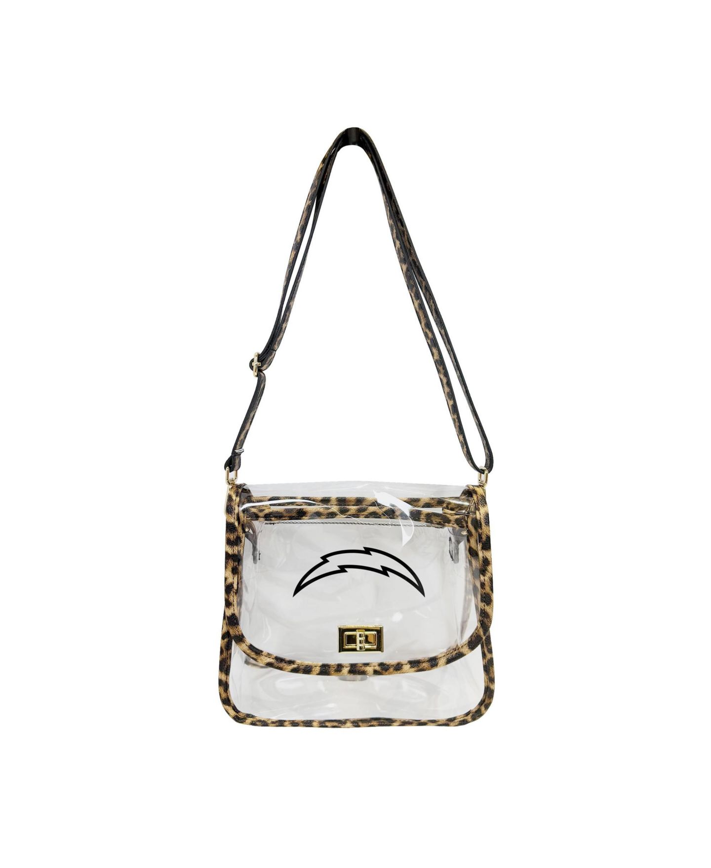Женская сумка Logo Brands Los Angeles Chargers Clear Leopard-Print Trim Crossbody Purse — фото 1