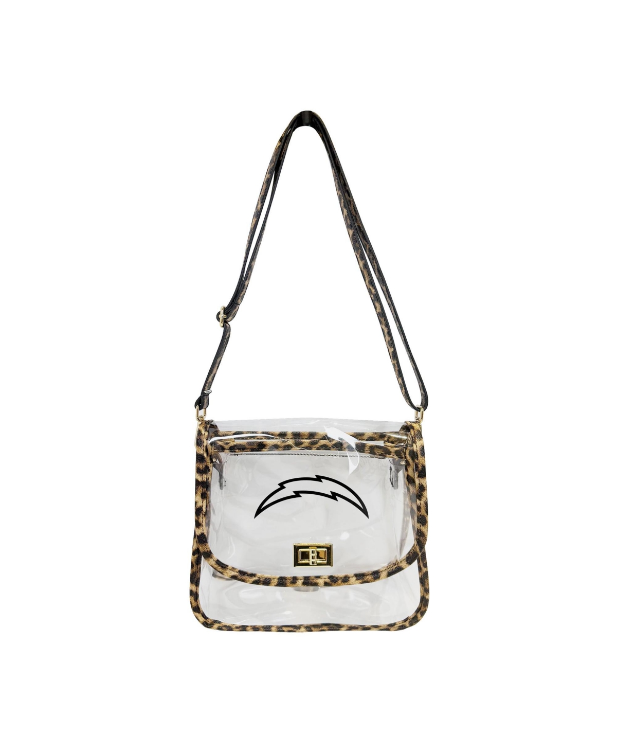 Logo Brands Los Angeles Chargers Clear Leopard-Print Trim Crossbody Purse