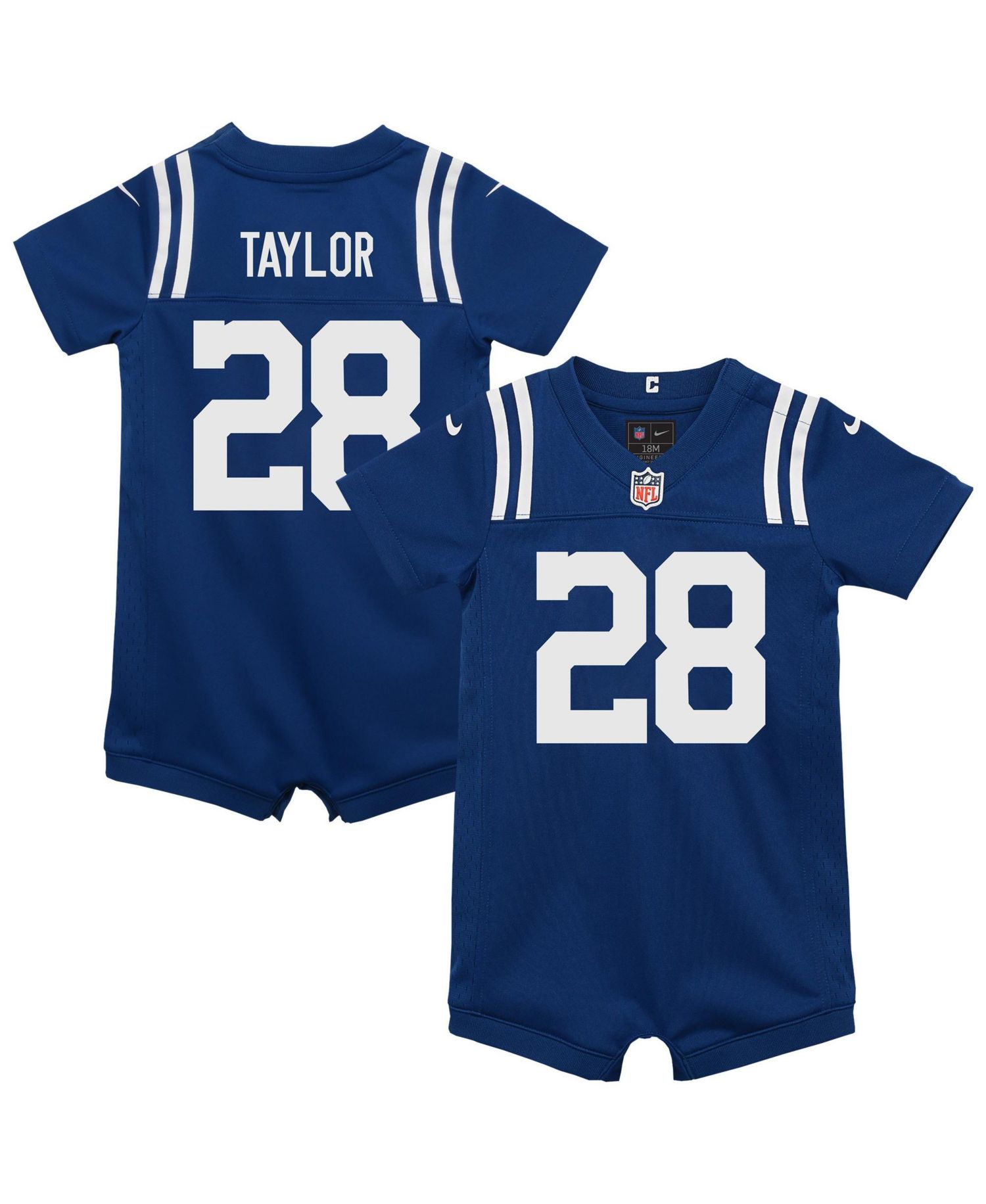 Baby Boys and Girls Indianapolis Colts Jonathan Taylor Short-Sleeve Screen-Print Romper