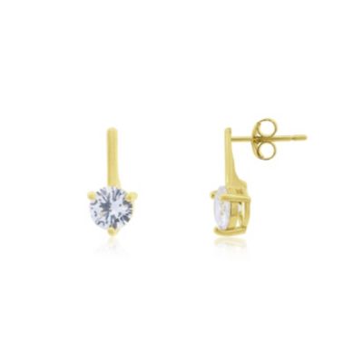 CZ Round Drop Earrings 14K Gold-Plated Sterling Silver