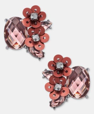 Glass Stone Flower Stud Earrings