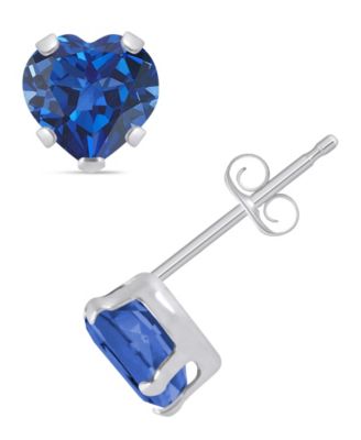 Lab-Grown Emerald (7/8 ct. t.w.) Stud Earrings in 10k White Gold (Also available in Lab-Grown Opal, Ruby, and Sapphire)