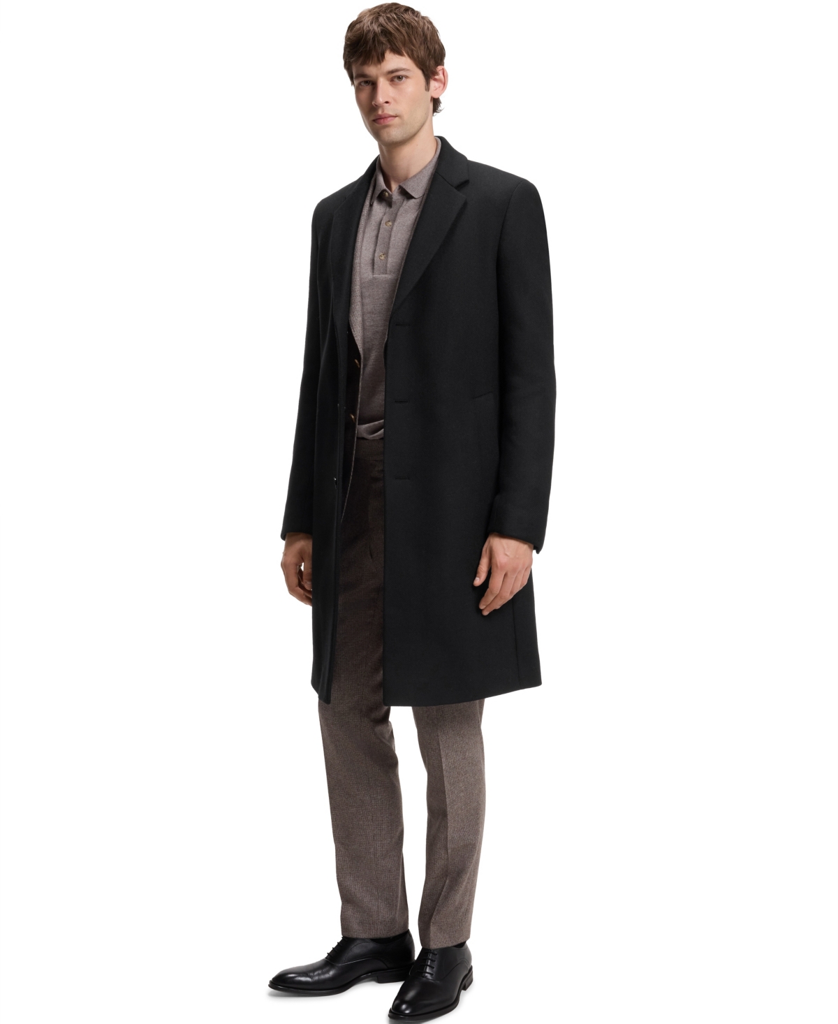 Boss by Hugo Boss Men's Wool Blend Slim-Fit Formal Coat - Black