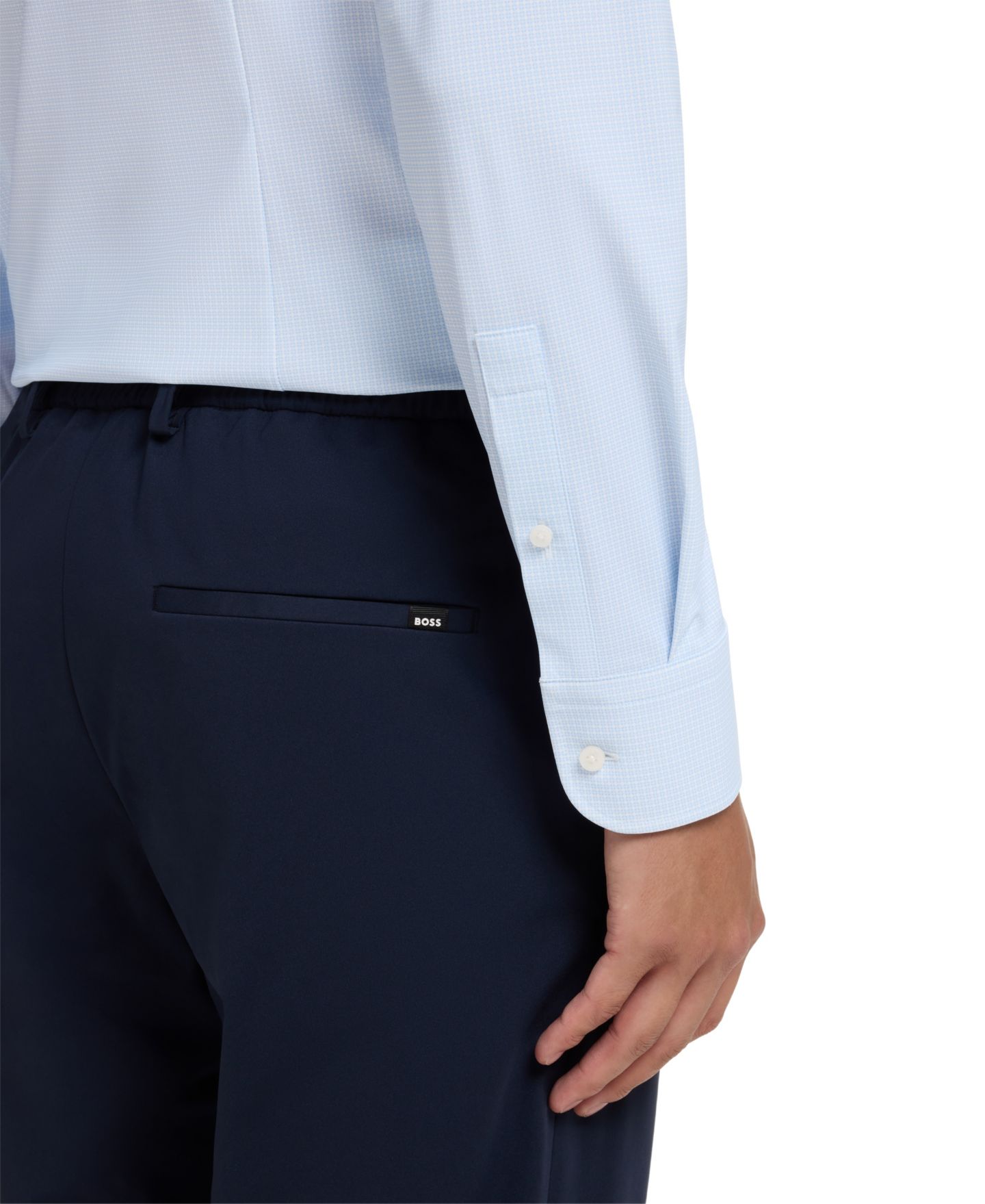 Мужская рубашка Hugo Boss BOSS by Printed Performance-Stretch Jersey Slim-Fit Dress Shirt, цвет: Синий — фото 6