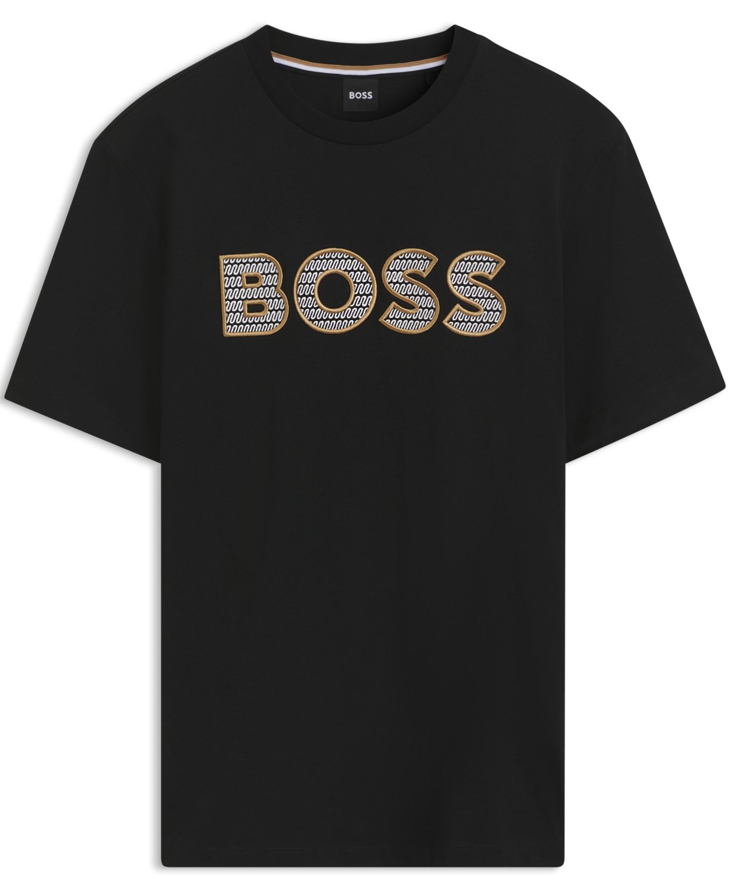 Мужская футболка Hugo Boss BOSS by Thompson Cotton-Jersey Crew-Neck Logo, цвет: Чёрный — фото 2