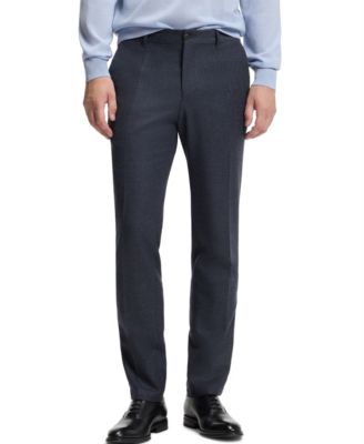 BOSS by Men's Wool Slim-Fit Patterned Pants