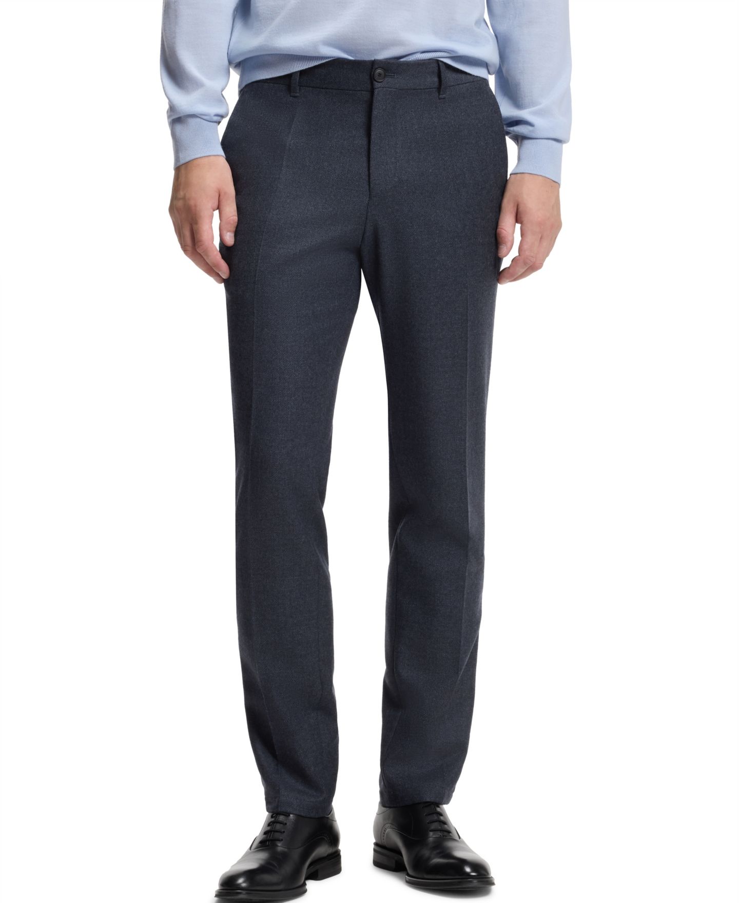 Мужские брюки Hugo Boss BOSS by Wool Slim-Fit Patterned, цвет: Тёмный синий — фото 1