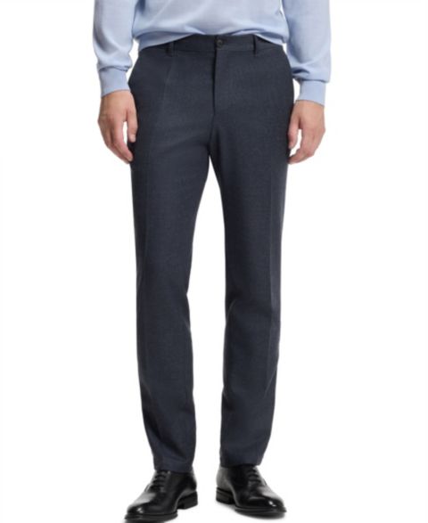 Мужские брюки Hugo Boss BOSS by Wool Slim-Fit Patterned, цвет: Тёмный синий