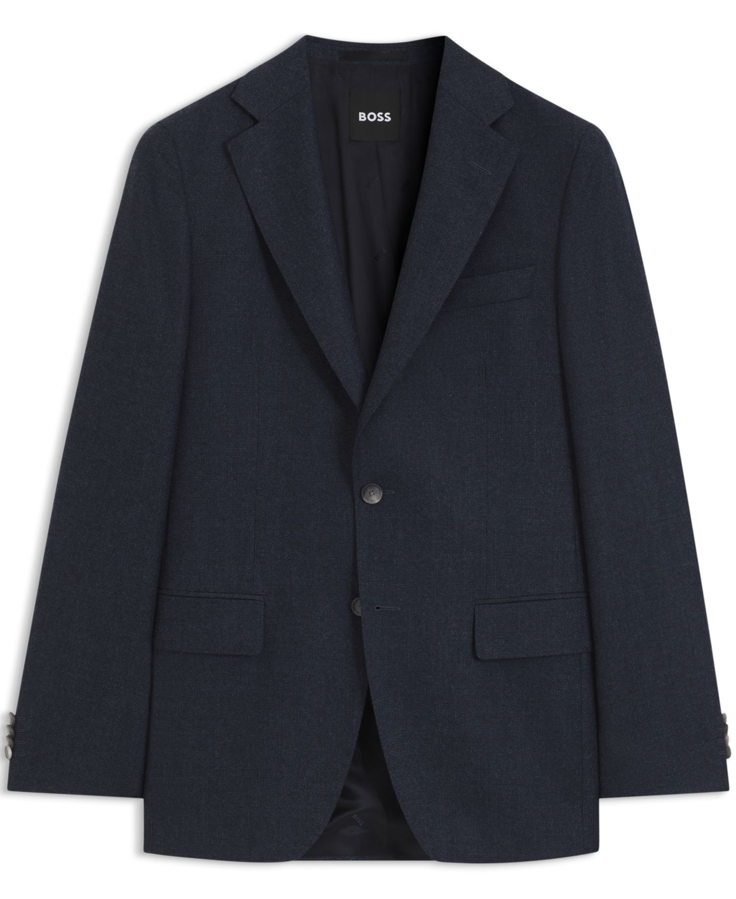 Мужской пиджак Hugo Boss Wool Patterned Slim-Fit Blazer, цвет: Тёмный синий — фото 2